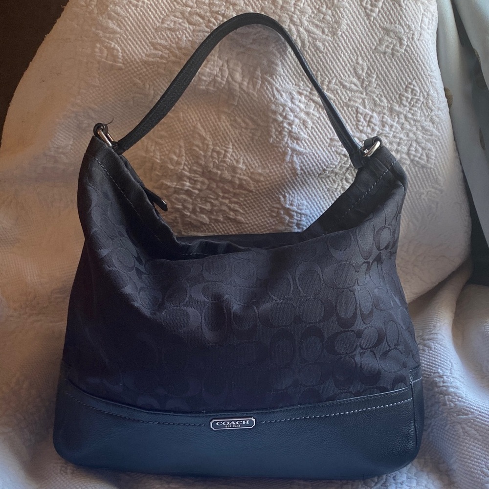 Coach Black Park Hobo Signature Canvas Shoulder Hobo